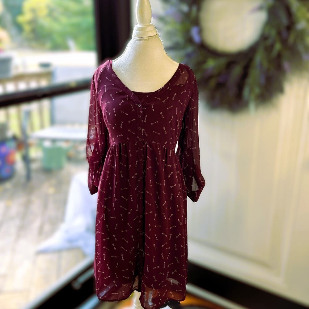 Torrid Little Arrow Burgundy Skater Dress – Size 2 (18) | NWT - Picture 1 of 3